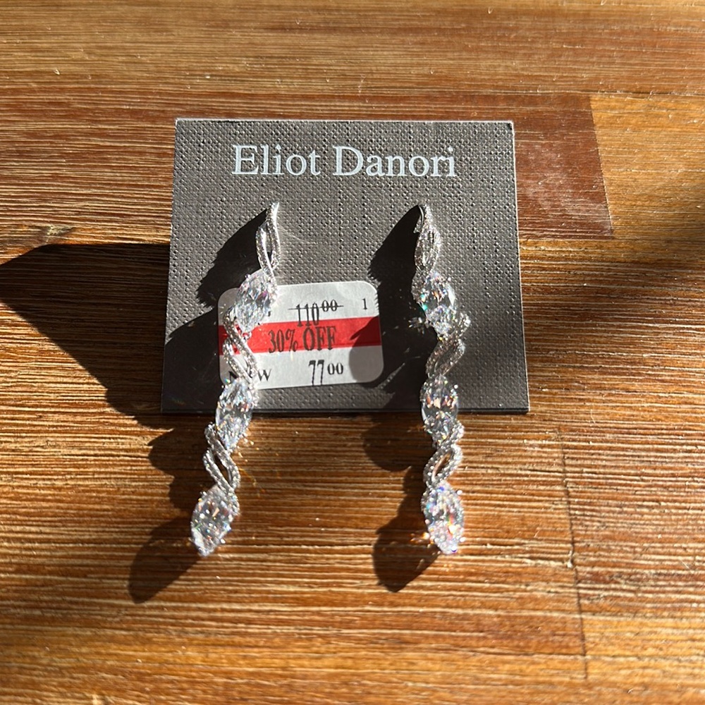 Eliot Danori drop earrings, pave and marquis style